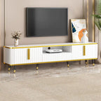 TV Stand with Golden Accents and Storage for 85 Inch TV