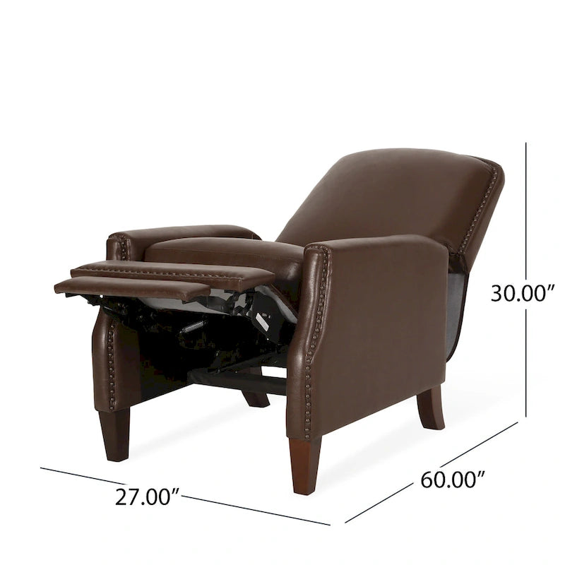 Cavanaugh Upholstered Pushback Recliner with Nailhead Trim by Christopher Knight Home