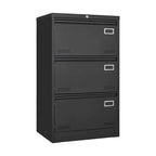 Black Locking Metal File Cabinets with Three Drawer, Lock and Key