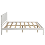 Perfectly Simple Platform Bed Frame with Wooden Slat Support and Attached Headboard, Crafted in Pine