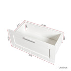 Meuble TV minimaliste blanc avec 3 tiroirs pour téléviseur de 80 pouces