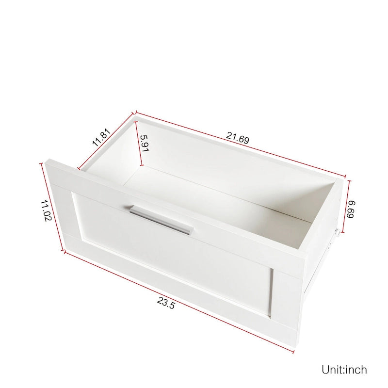 Meuble TV minimaliste blanc avec 3 tiroirs pour téléviseur de 80 pouces