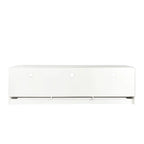 Meuble TV minimaliste blanc avec 3 tiroirs pour téléviseur de 80 pouces