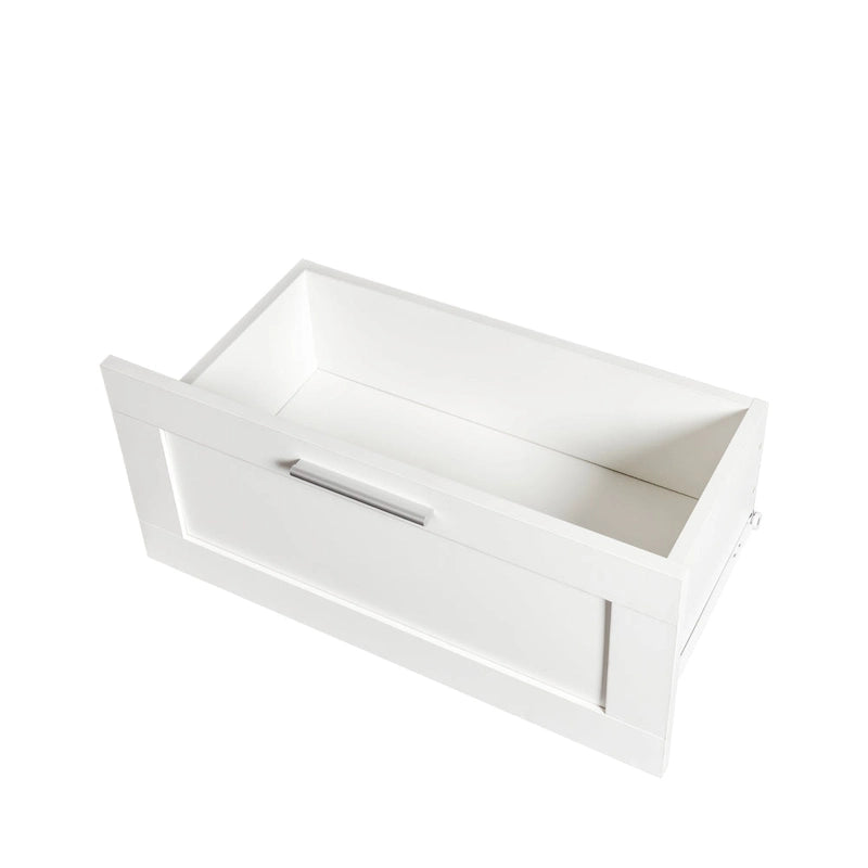 Meuble TV minimaliste blanc avec 3 tiroirs pour téléviseur de 80 pouces