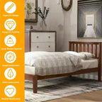 Wood Platform Bed With Headboard/Wood Slat Support.Twin (Walnut)