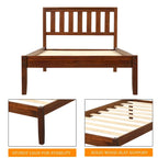 Wood Platform Bed With Headboard/Wood Slat Support.Twin (Walnut)