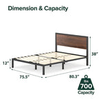 Priage by ZINUS Black and Brown Metal Platform Bed Frame