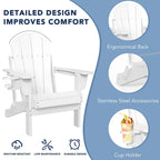 Outdoor Folding Adirondack Chair Patio Chair with Cup Holder