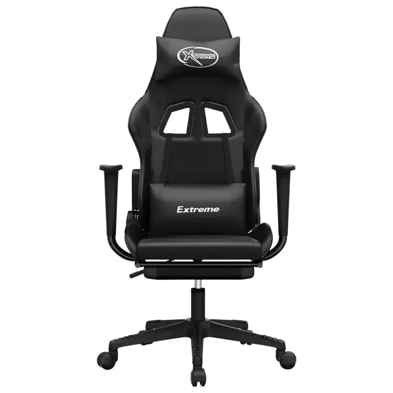 vidaXL Fauteuil de massage Gaming avec repose-pieds, Noir, Similicuir