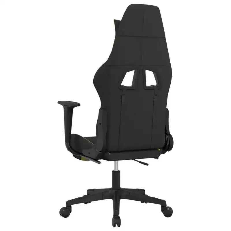 vidaXL Chaise de jeu massante avec repose-pieds, noir et vert clair, tissu