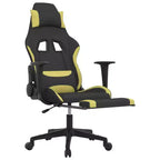 vidaXL Chaise de jeu massante avec repose-pieds, noir et vert clair, tissu