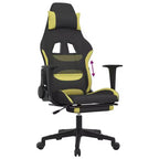 vidaXL Chaise de jeu avec repose-pieds, noir et vert clair, tissu