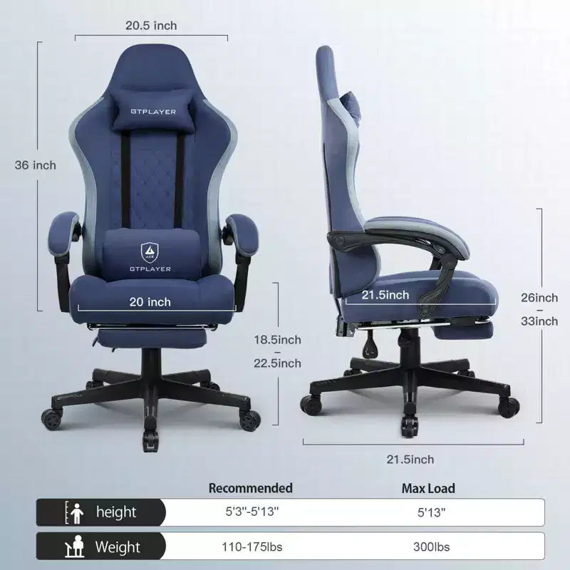 GTPLAYER Gaming Chair Fabric Office Chair with Linkage Armrests Ergonomic Computer Chair