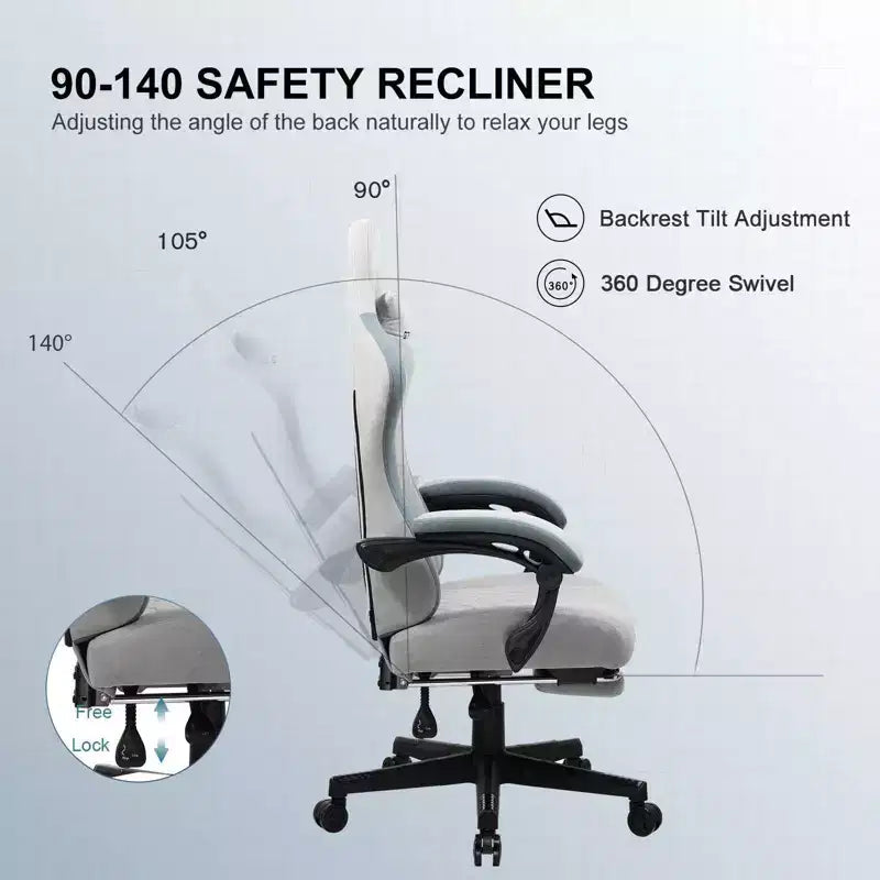 GTPLAYER Gaming Chair Fabric Office Chair with Linkage Armrests Ergonomic Computer Chair