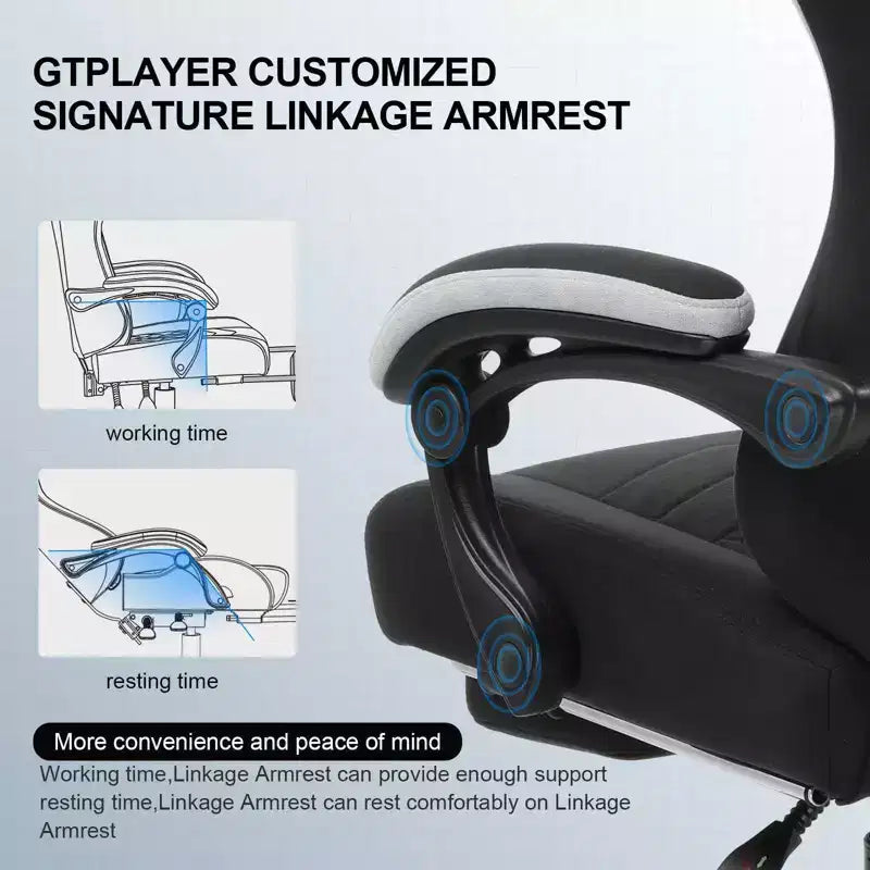 GTPLAYER Gaming Chair Fabric Office Chair with Linkage Armrests Ergonomic Computer Chair