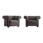 Fauteuil Chesterfield Gdansk à accoudoirs arrondis capitonnés