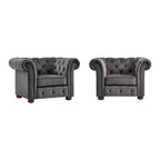 Fauteuil Chesterfield Gdansk à accoudoirs arrondis capitonnés