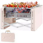Costway Outdoor Charcoal Grill with 2 Stainless Steel Grill Nets Charcoal Box for Camping