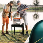 Costway Outdoor Charcoal Grill with 2 Stainless Steel Grill Nets Charcoal Box for Camping