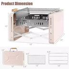 Costway Outdoor Charcoal Grill with 2 Stainless Steel Grill Nets Charcoal Box for Camping