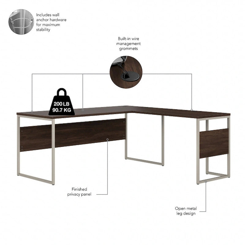 Hybrid 72W L Shaped Table Desk with Drawers by Bush Business Furniture