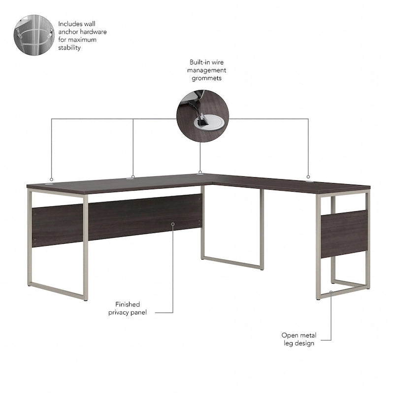 Hybrid 72W L Shaped Table Desk with Drawers by Bush Business Furniture