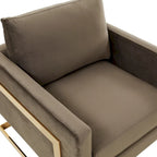 LeisureMod Lincoln Mid-Century Velvet Accent Arm Chair With Gold Frame - 34