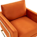 LeisureMod Lincoln Mid-Century Velvet Accent Arm Chair With Gold Frame - 34