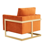 LeisureMod Lincoln Mid-Century Velvet Accent Arm Chair With Gold Frame - 34