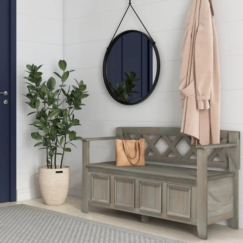 48 Inch Solid Wood Entryway Storage Bench - Seats 2
