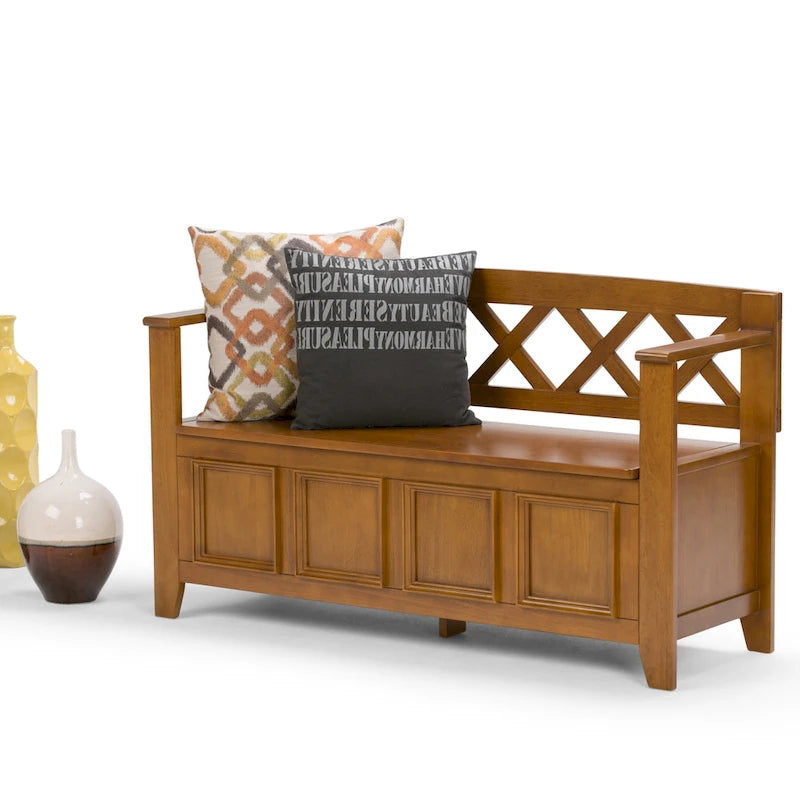 48 Inch Solid Wood Entryway Storage Bench - Seats 2