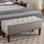 Porthos Home Ugo Fabric Storage Ottoman Bench with Rubberwood Legs