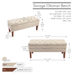 Porthos Home Ugo Fabric Storage Ottoman Bench with Rubberwood Legs