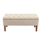 Porthos Home Ugo Fabric Storage Ottoman Bench with Rubberwood Legs