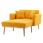 Teddy Fabric Upholstered Living Room Sleeper Sofa Chair With Rose Golden feet