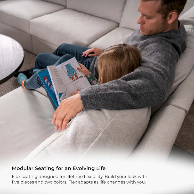 Canapé modulaire rembourré Flex 99 avec pouf d'angle – 101 x 35 x 37