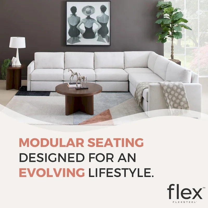 Canapé modulaire rembourré Flex 99 avec pouf d'angle – 101 x 35 x 37