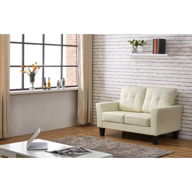 Mid-Century Modern Faux Leather Loveseat - Seats 2