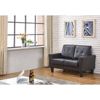 Mid-Century Modern Faux Leather Loveseat - Seats 2