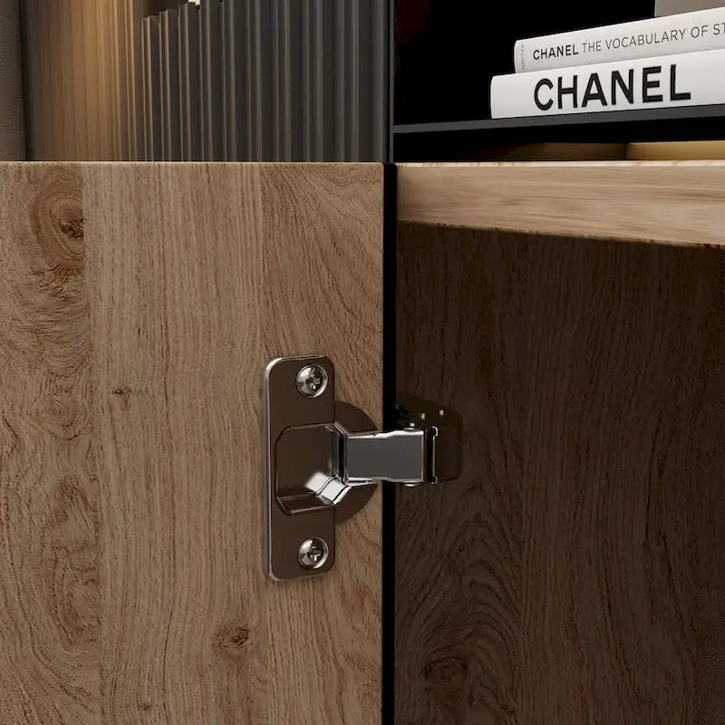 Meuble TV effet bois avec cheminée électrique optionnelle : Gestion des câbles