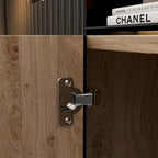 Meuble TV effet bois avec cheminée électrique optionnelle : Gestion des câbles