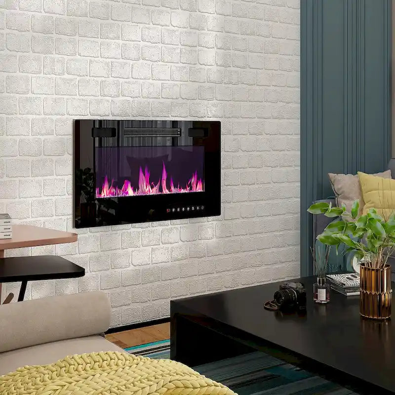 Meuble TV effet bois avec cheminée électrique optionnelle : Gestion des câbles