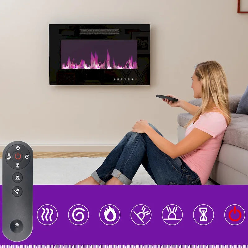 Meuble TV effet bois avec cheminée électrique optionnelle : Gestion des câbles