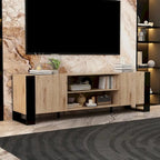 Meuble TV effet bois avec cheminée électrique optionnelle : Gestion des câbles