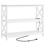 Yaheetech Table Console en Bois à 3 Niveaux avec Prise Électrique, Table d'Appoint de Canapé