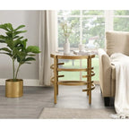 Round End Table with Sintered Stone Top and Metal Frame - 20.7 Inch