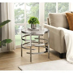 Round End Table with Sintered Stone Top and Metal Frame - 20.7 Inch