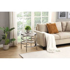 Round End Table with Sintered Stone Top and Metal Frame - 20.7 Inch