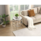 Round End Table with Sintered Stone Top and Metal Frame - 20.7 Inch