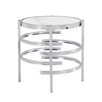 Round End Table with Sintered Stone Top and Metal Frame - 20.7 Inch